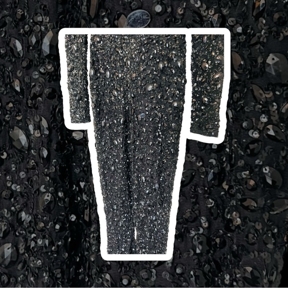 Embellished High Neck Shoulder Pad Jumpsuit Size 0 - Picture 2 of 7